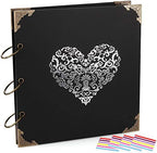 Photo Album DIY Scrapbook, 10x10 inch 50 Pages Double Sided, Vintage Hardcover Three-Ring Binder Picture Booth Albums with 6 Colors 408pcs Self Adhesive Photos Corners for Memory Keep (Black) by ADVcer