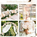 Peonies Artificial Flowers Bulk, 4.7’’ 56 Pcs Fake Peony - Champagne - Image 4