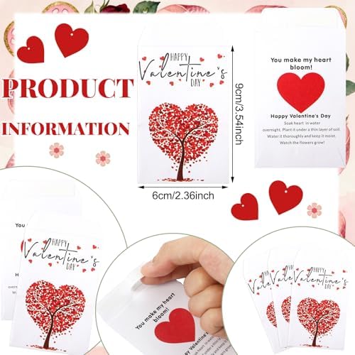 Ctosree 24 Sets Valentine Seed Packet Party Favors with Pots Bags Tags - Image 2