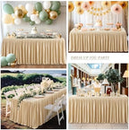 Dark Champagne Polyester Table Clothes for 8 Foot Rectangle Tables, Wrinkle Free Fitted Table Cover 8ft Stretch Tablecloths with Skirt for Parties Weddings Birthday Banquet Baby Shower - Image 7