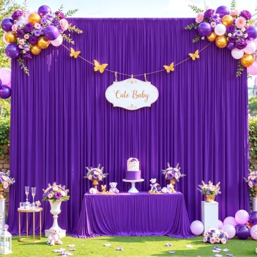 10x10 Purple Backdrop Curtain for Parties Wedding Wrinkle Free Purple Photo Curtains Backdrop Drapes Fabric Decoration for Birthday Party Photography 5ft x 10ft,2 Panels - Image 2