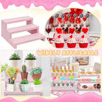 Wood Cake Pop Stands, 3 Tier Lollipop Holders with Twist Ties Lollipop Sticks, Sucker Display Riser for Dessert Table of Wedding Birthday Party (Pink-2P) - Image 4