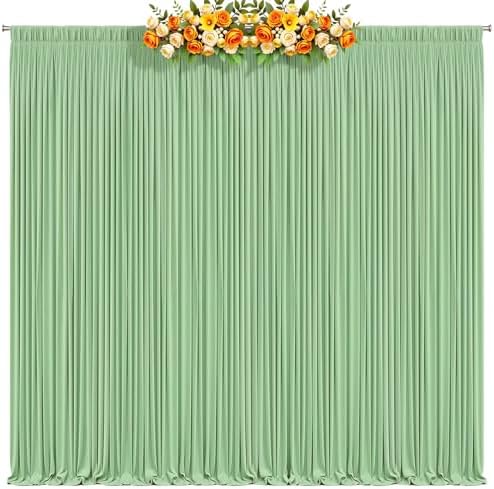 20x8ft Sage Green Photo Backdrop Curtains for Parties Birthday Wrinkle Free Polyester Photoshoot Curtains Drapes Backdrop for Wedding Baby Shower Graduation Photography Background 4 Panels 5x8FT - Image 2