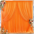 16x10FT Orange Backdrop Curtains for Wedding Parties, Wrinkle Free Polyester Photography Backdrop Drapes for Wedding Baby Shower Birthday Parties Stage Background Stand Decorations 4x10ft,4 Panels by Partisky