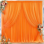 16x10FT Orange Backdrop Curtains for Wedding Parties, Wrinkle Free Polyester Photography Backdrop Drapes for Wedding Baby Shower Birthday Parties Stage Background Stand Decorations 4x10ft,4 Panels by Partisky