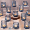 DARJEN 24Pcs Blue Votive Candle Holders - Glass Candle Holder for Party Decoration, Tea Lights Candle Holder for Wedding Shower & Gift by DARJEN