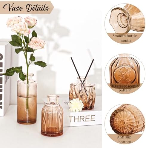 Set of 36 Glass Bud Vases Small Flower Vases for Centerpieces(Amber) - Image 3