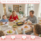 WDF 100PCS Pink Plastic Plates - Heavy Duty Pink and Gold Disposable Plates - Include 50 Dinner Plate and 50 Cake Plastic Plate for Valentine's Day, Wedding, Bridal Shower, Tea Party (Pack of 2) - Image 3