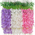 Waipfaru 24 Pack Wisteria Hanging Flowers, 3.6 Feet Wisteria Artificial Flowers, Wisteria Garland, Hanging Flowers for Wedding Decoration, Vines for Bedroom Home Wall Decor (White & Pink & Purple) by Waipfaru