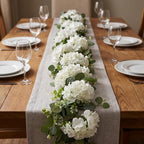 Artificial Hydrangea Flower Garland with Eucalyptus & Baby’s Breath 2PCS 6FT Floral Vines Greenery Garland for Mantel Wedding Arch Table Centerpiece Coastal Home Outdoor Decor (2, White) - Image 6