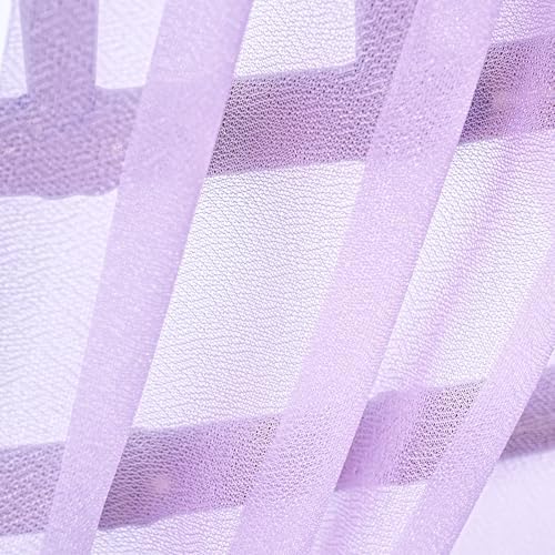 QueenDream Wedding Aisle Chair Sashes 50 Pieces Light Purple Long Sheer Fabric Sashes Decorations Chair with Artificial Eucalyptus - Image 3