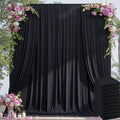 50×14ft Wrinkle Free Black Backdrop Curtain for Parties Wedding,10 Panels 5×14ft Height Soft Silky Polyester Photo Backdrop Drapes for Birthday Graduation Photography Stage Event Background Cloth by ENJOYYOURPARTY