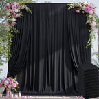 50×14ft Wrinkle Free Black Backdrop Curtain for Parties Wedding,10 Panels 5×14ft Height Soft Silky Polyester Photo Backdrop Drapes for Birthday Graduation Photography Stage Event Background Cloth by ENJOYYOURPARTY