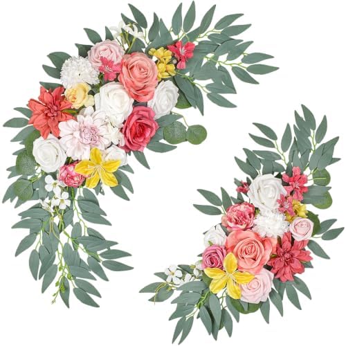 Finphoon Hot Pink Wedding Arch Flowers Set of 2 by Finphoon