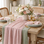 Cheesecloth Table Runner 10 Pack Sage Green and Dusty Pink, Boho Gauze Table Runner 10Ft 120 Inches Long for Wedding Decor, Party & Home Table Decoration by Avolander