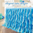 leegleri 108in Tulle Ruffle Curly Willow Table Skirt for 4/6/8FT Tables, Under The Sea Ocean Blue Baby Shark Themed Tutu Table Skirt for Baby Shower, Birthday Party - Image 2