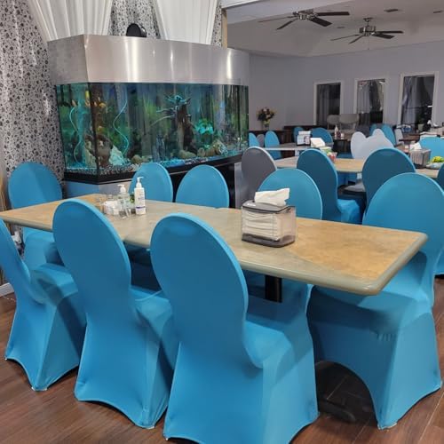YOUR CHAIR COVERS - 50 Pack Stretch Spandex Banquet Chair Covers - Malibu Blue, Wedding Slip Covers, Premium Quality Chair Cover - Image 6