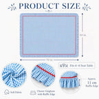 JarThenaAMCS Gingham Ruffle Tablecloth with Red Rick Rack Blue White Plaid Cotton Table Cloth Decorative Rectangle Farmhouse Table Cover for 4th of July Home Kitchen Party Decoration, 55 x 70 Inch - Image 2