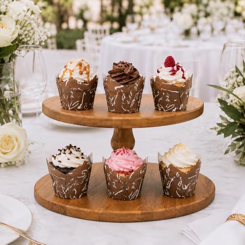 Restaurantware-Premium 1.2-oz Baking Cups: Regular-Tulip Paper Baking Cups Perfect for Muffins, Cupcakes or Mini Snacks - Brown Chocolate Wisp Print Design - Disposable - 200-CT - Image 3