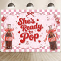MEHOFOND 8x6ft She's Ready to Pop Baby Shower Banner Backdrop Pink Coquette Shes Ready to Pop Baby Shower Decorations Gender Reveal Cake Smash Photo Booth Props by MEHOFOND