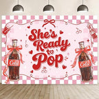 MEHOFOND 8x6ft She's Ready to Pop Baby Shower Banner Backdrop Pink Coquette Shes Ready to Pop Baby Shower Decorations Gender Reveal Cake Smash Photo Booth Props by MEHOFOND