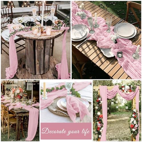 20 Pack Cheesecloth Table Runner 17 x 108 Inch, Light Pink - Image 7