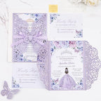 Purple Butterfly Laser Cut Wedding Invitations 50pcs Custom Invitation Card - Image 7