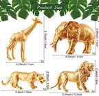 Soaoo 26 Pcs Gold Animals Figures Palm Leaves Cake Toppers, Safari Animal - Image 2