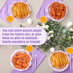 Funnymoom 400 Pcs Gingham Party Supplies for 50 Guests Purple and White Paper Plates and Napkins Knives Spoons Forks Cups Disposable Checkered Dinner Party Set Cutlery for Baby Shower Wedding Favor - Image 6
