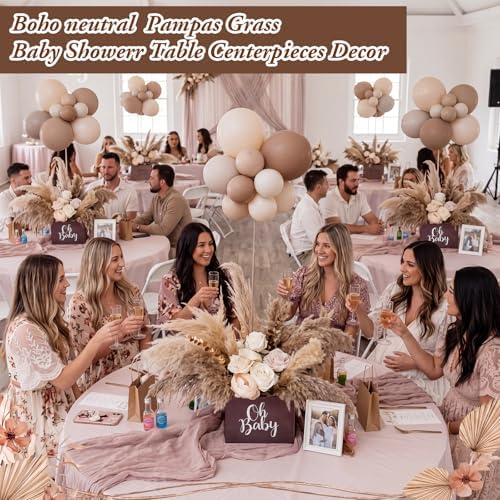 3 Set Boho Neutral Baby Shower Table Decor Set Include Balloon Letter Boxes Dried Pampas Grass Bouquet Neutral Table Centerpieces Decor for Boho Baby Shower Gender Reveal Party Supply - Image 6