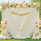 8 Panels Beige Backdrop Curtain for Wedding Parties Wrinkle Free Beige Photo Curtains Backdrop Drapes Fabric Decoration for Baby Shower Photography 40ft(W) x 10ft(H) - Image 3