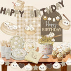 Little Dumpling Party Tableware Set - Dumpling Birthday Banner with Cake Topper, Kawaii Bao Bun All-in-One Party Decor for Baby Shower Gender Reveal Supplies, Serves 20 by KARAQY