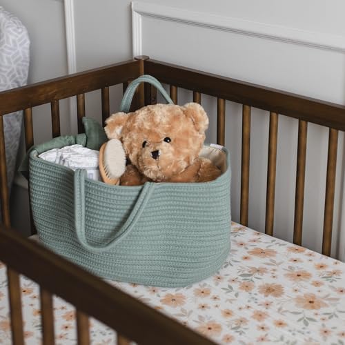Natemia Rope Diaper Caddy Organizer – Nursery Storage Basket with 3 Compartments for Breast Pump Storage, Diapers, Wipes & Toys – Portable Tote and Gift Bag for Registry and Newborn Essentials - Image 6