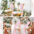 50 PCS Cheesecloth Chair Sashes Bows Wedding Aisle Decorations Chair Ribbon Ties Back Sash for Wedding Party Events Banquet Chair Cover Decoration (Light Pink) - Image 7