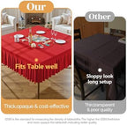Wish Care Red Spandex Tablecloths for 60x60 Inch Square Tables, Stretch Fitted Table Clothes with Pleated Ruffle Skirt for 60” Table, Wrinkle Free and Elastic, for Party Kitchen Home Dining - Image 7
