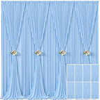 8 Panels Baby Blue Backdrop Curtain for Baby Shower Parties Wrinkle Free Light Blue Curtains Backdrop Drapes Fabric Decoration for Birthday Party Photography 40ft x 10ft by Tao-GePartyDecorations
