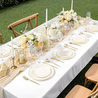 bUCLA 200PCS Ivory Plastic Plates with Gold Rim - Heavy Duty Cream Disposable Include 100 Dinner 10 inch & 100 Dessert 7 inch Plates, Ideal for Party & Wedding - Image 5