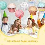 6 Pcs 12 Inch Donut Paper Lanterns, Hanging Cake Lanterns for Birthday, Baby Shower, Celebration - Image 5