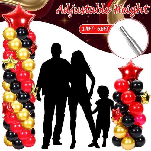 Gejoy Red Black Gold Balloon Column Stand Kit, Adjustable 1.4-6.6 ft - Image 3