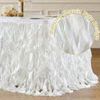 Wish Care 14ft White Sequin Table Skirt for Rectangle Tables Glitter Curly Willow Tutu Skirt Ruffle Table Cloth Desk Skirts for Wedding Birthday Baby Shower Party Banquet Table Skirting Decorations - Image 3