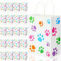 Tenceur 80 Pcs Dog Gift Bags Goodie Paw Puppy Paper Treat Bags Bulk with Handles 10.63 x 4.72 x 7.87 Inch Dog Themed Party Favors Shopping Holiday Kraft(White Colorful) by Tenceur