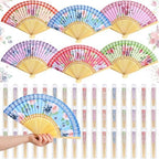 Briwooody 48 Set Floral Folding Hand Fans Bulk Vintage Floral Paper Fan with Organza Bags Retro Wedding Favors for Guests for Garden Bridal Shower Supplies Bridesmaid Gifts Tea Party Decorations by Briwooody
