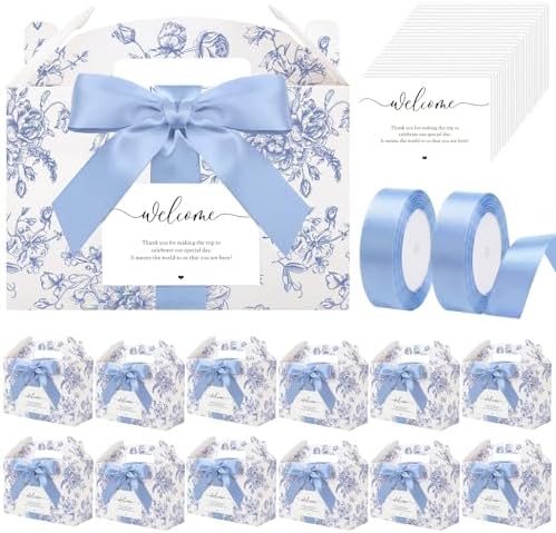 Jaloro 24 Set Blue Chinoiserie Wedding Welcome Boxes 9x6x6 Gable by Unknown
