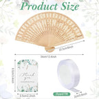 Quzzil 50 Sets Wooden Hand Fan Sandalwood Wood Handheld Folding Fans with Ribbon Thank You Tag for Wedding Guests Baby Shower Birthday Bridal Gifts Party Favors (White,Leaf) - Image 2