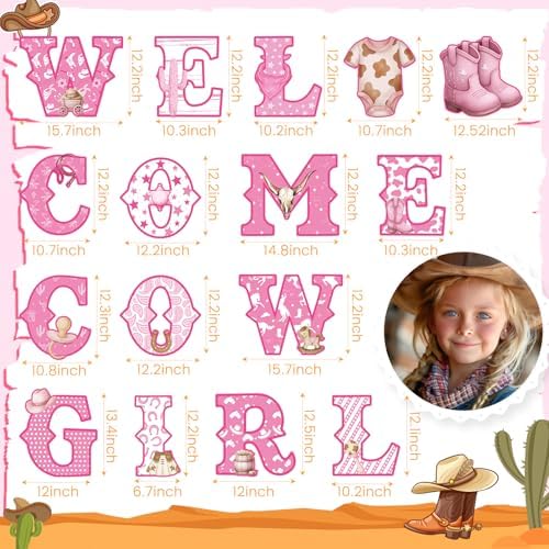 Sliner 15 Pcs Welcome Cowgirl Baby Shower Decoration 15 Inch Pink Yard Signs with Stakes Large Lawn Sign for Gender Reveal Newborn Welcome Home Outdoor Party Decoration - Image 2