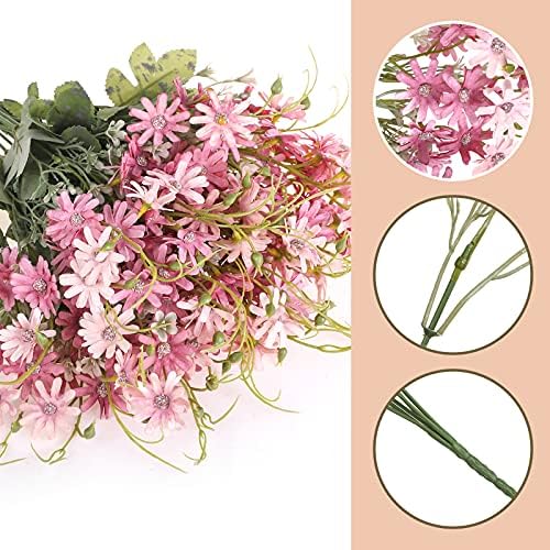 Artificial Flowers Wildflowers Silk Daisy Spring Fake Daisies Decoration Summer UV Resistant Colorful Mixed Bundles Faux Greenery Outdoor Plant Stem Filler for Home Decor Indoor Floral Arrangements - Image 2