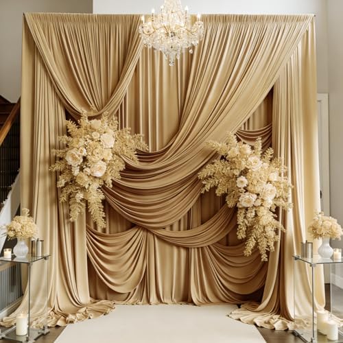 20ft×15ft Camel Backdrop Curtain for Wedding Party by PartyVillage