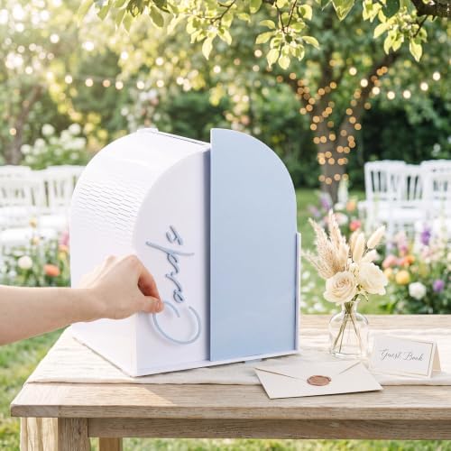 Wenqik Arched Acrylic Wedding Card Box with Blue Writable Standee - Image 5