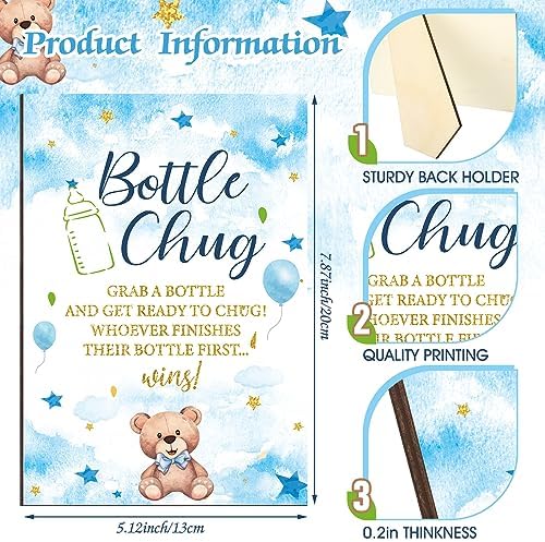 Trelaco 12 Pcs Bear Theme Baby Shower Games Bottle Chug Wooden Sign Set - Image 4