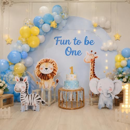 Gemscream 4 Pcs Fun to Be One Birthday Decor Lion Giraffe Zebra Cutouts - Image 3